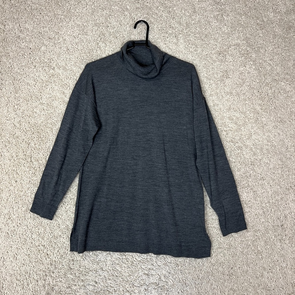 Talbots 100% Merino Wool Tunic Sweater Womens Large Gray Comfort Preppy‎